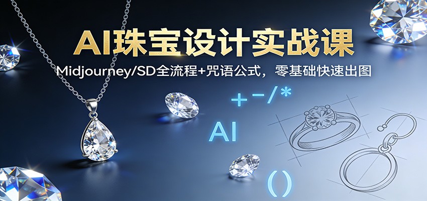 AI珠宝设计实战课：Midjourney/SD全流程+咒语公式，零基础快速出图-界海网创