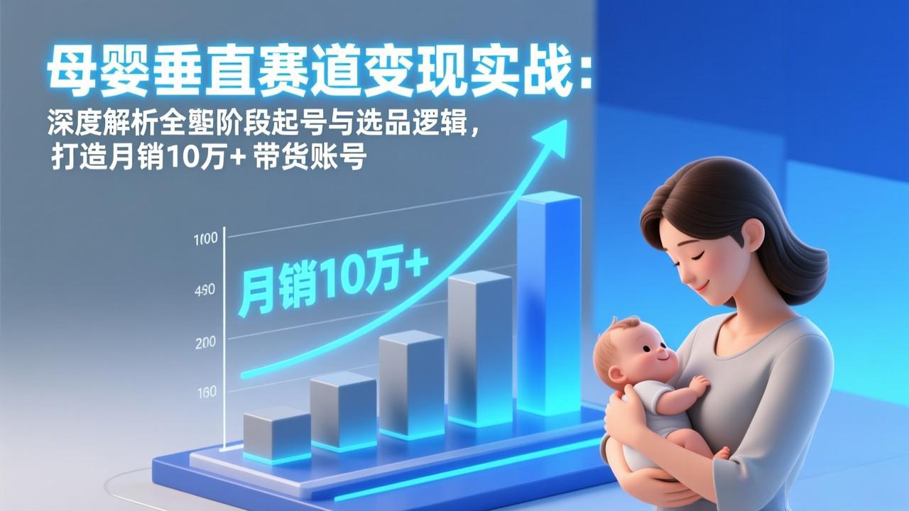 母婴垂直赛道变现实战：深度解析三大阶段起号与选品逻辑，打造月销10万+带货账号-界海网创