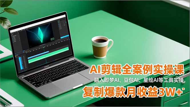 AI剪辑全案例实操课,融入即梦AI、豆包AI、星绘AI等工具实操,复制爆款月收益3W+-界海网创