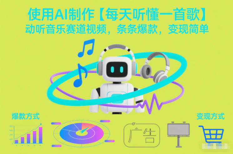 使用AI制作【每天听懂一首歌】动听音乐赛道视频,条条爆款,变现简单-界海网创