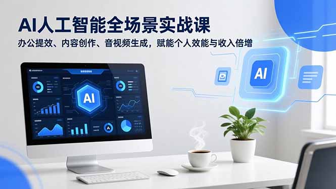 AI人工智能全场景实战课,办公提效、内容创作、音视频生成,赋能个人效能与收入倍增-界海网创