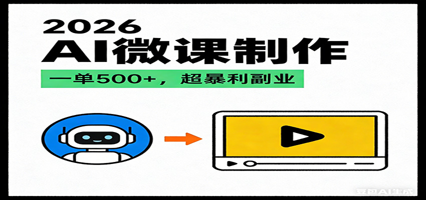 2026AI 风口最稳副业：微课代写制作，一单 500+，人人可做的蓝海项目-界海网创