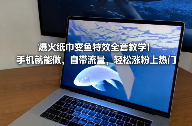 爆火纸巾变鱼特效全套教学!手机就能做,自带流量,轻松涨粉上热门-界海网创