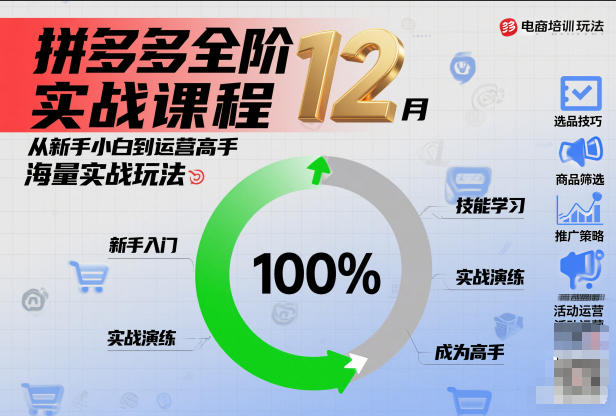 拼多多全阶实战课程12月，从新手小白到运营高手，海量实战玩法-界海网创
