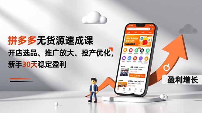 拼多多无货源速成课,开店选品、推广放大、投产优化,新手30天稳定盈利-界海网创