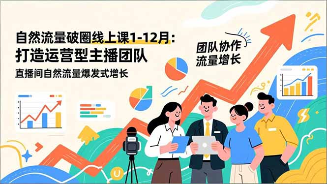 自然流量破圈线上课1-12月:打造运营型主播团队 直播间自然流量爆发式增长-界海网创