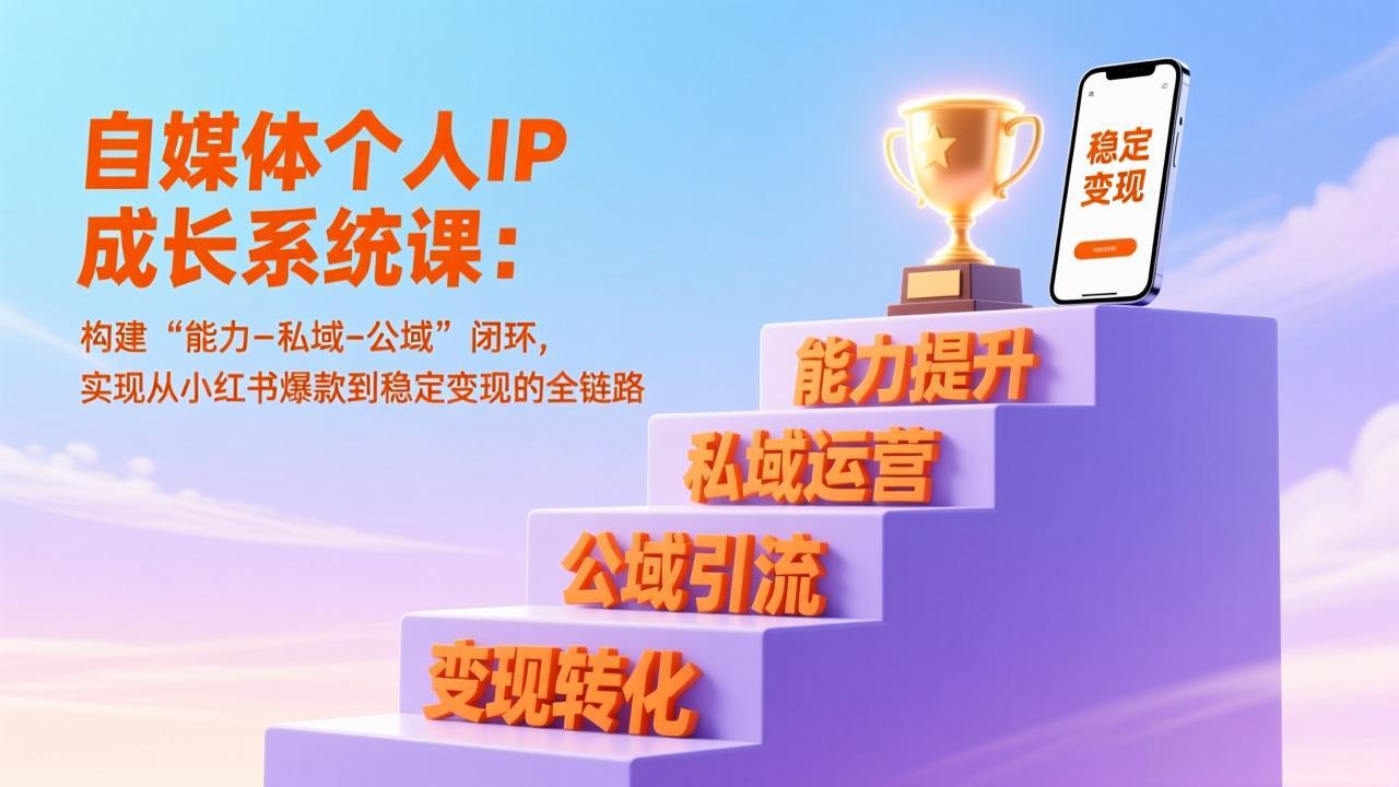 自媒体个人IP成长系统课:构建“能力-私域-公域”闭环,实现从小红书爆款到稳定变现的全链路-界海网创