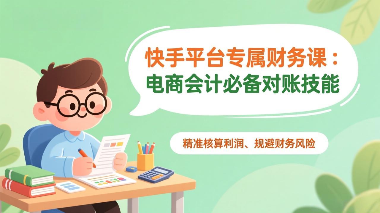 快手平台专属财务课:电商会计必备对账技能,精准核算利润、规避财务风险-界海网创