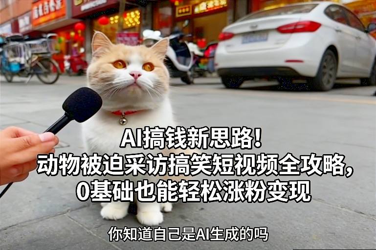 AI搞钱新思路!动物被迫采访搞笑短视频全攻略,0基础也能轻松涨粉变现-界海网创