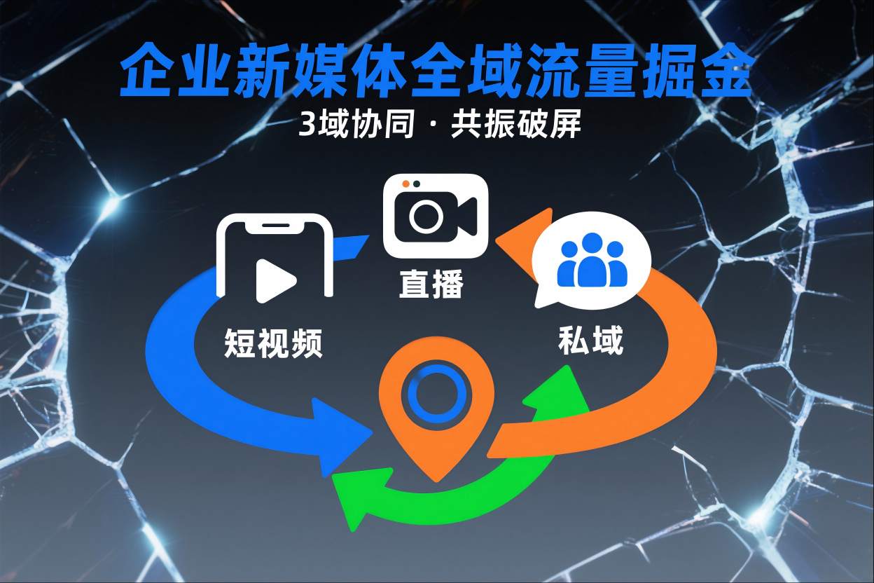 短视频全域商业模式,企业新媒体全域流量掘金,3域协同,共振破屏,短视频-直播-私域-地域-界海网创