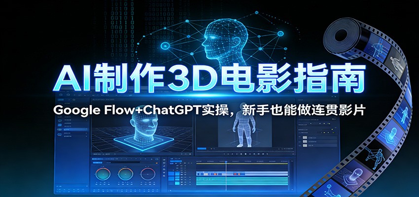 AI制作3D电影指南：Google Flow+ChatGPT实操，新手也能做连贯影片-界海网创