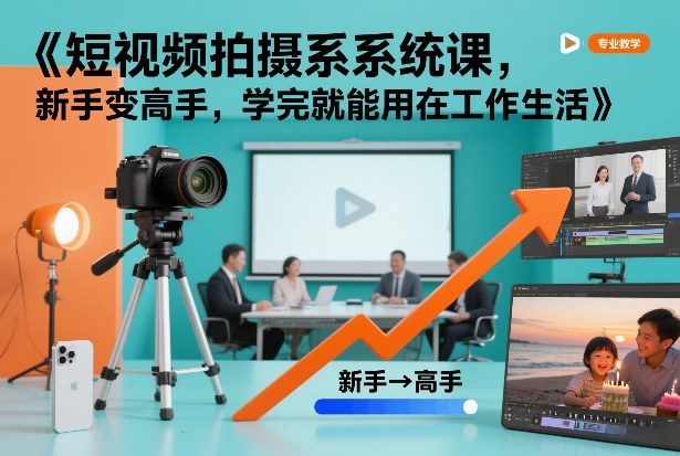 短视频拍摄系统课,新手变高手,学完就能用在工作生活-界海网创