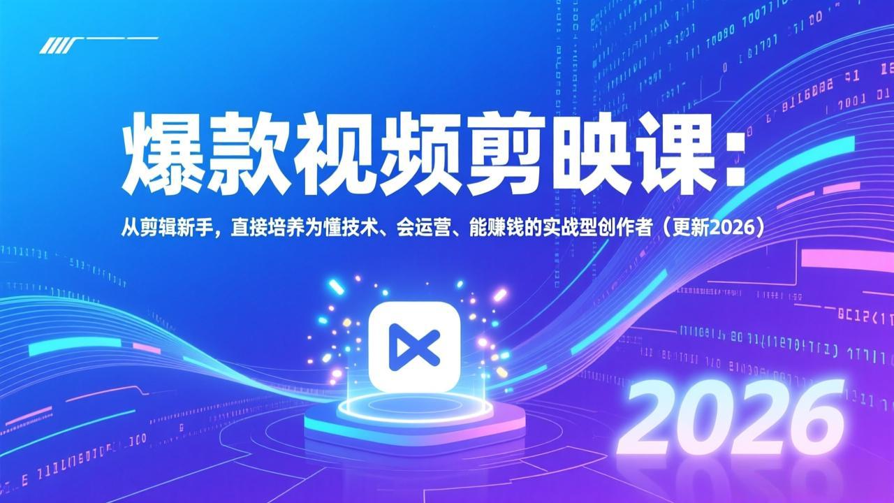 爆款视频剪映课：从剪辑新手，直接培养为懂技术、会运营、能赚钱的实战型创作者(更新2026-界海网创