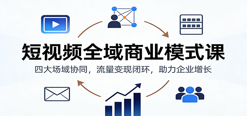 短视频全域商业模式课：四大场域协同，流量变现闭环，助力企业增长-界海网创