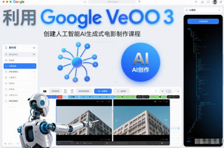 利l用Google Veo 3创建人工智能AI生成式电影制作课程,使用人工智能的力量创建令人惊叹的视频-界海网创