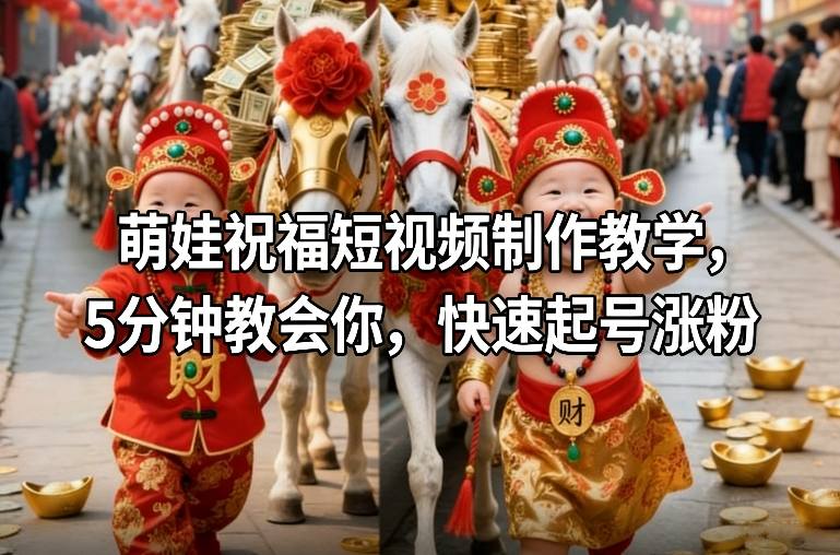 萌娃祝福短视频制作教学，5分钟教会你，快速起号涨粉-界海网创