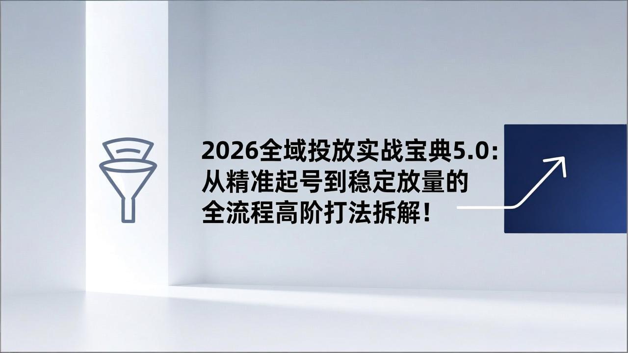 2026全域投放实战宝典5.0:从精准起号到稳定放量的全流程高阶打法拆解!-界海网创