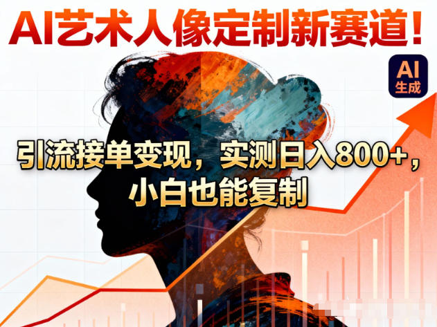 AI艺术人像定制新赛道!引流接单变现,实测日入8张+,小白也能复制-界海网创