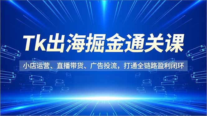 Tk出海掘金通关课，小店运营、直播带货、广告投流，打通全链路盈利闭环-界海网创