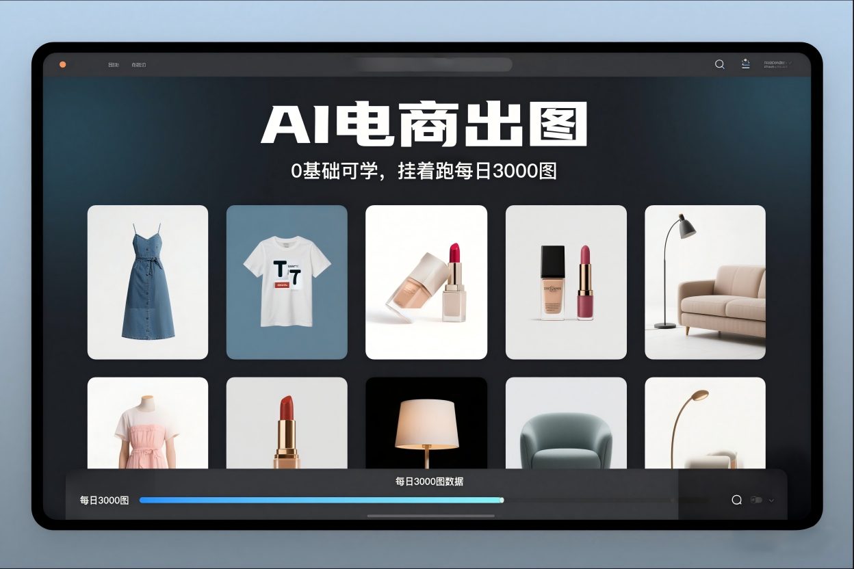 AI电商出图,0基础可学,挂着跑每日3000图-界海网创