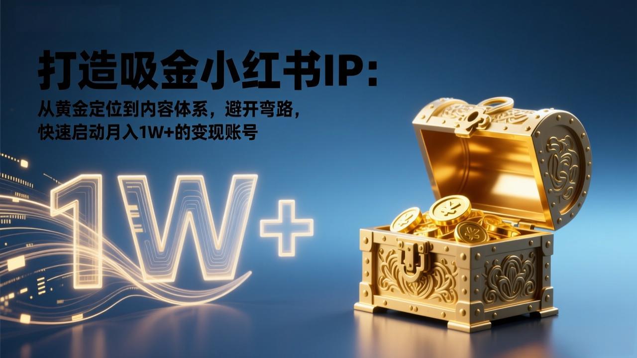 打造吸金小红书IP：从黄金定位到内容体系，避开弯路，快速启动月入1W+的变现账号-界海网创