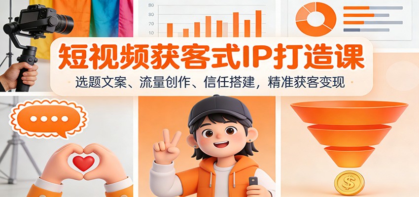 短视频获客式IP打造课：选题文案、流量创作、信任搭建，精准获客变现-界海网创