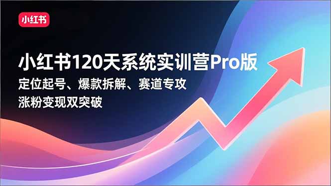 小红书120天系统实训营Pro版,定位起号、爆款拆解、赛道专攻,实现涨粉变现双突破-界海网创