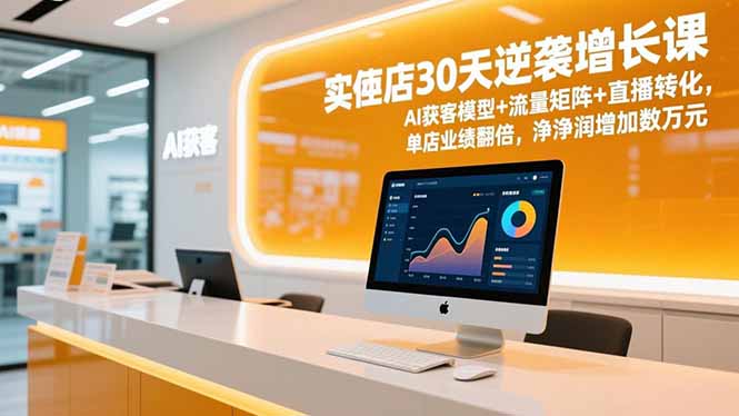 实体店30天逆袭增长课，AI获客模型+流量矩阵+直播转化，单店业绩翻倍，净利润增加数万元-界海网创