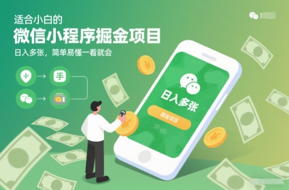 适合小白的微信小程序掘金项目,日入多张,简单易懂一看就会【揭秘】-界海网创