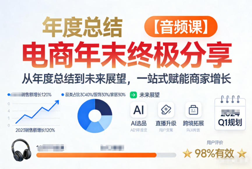 电商年未终极分享,从年度总结到未来展望,一站式赋能商家增长【音频课】-界海网创