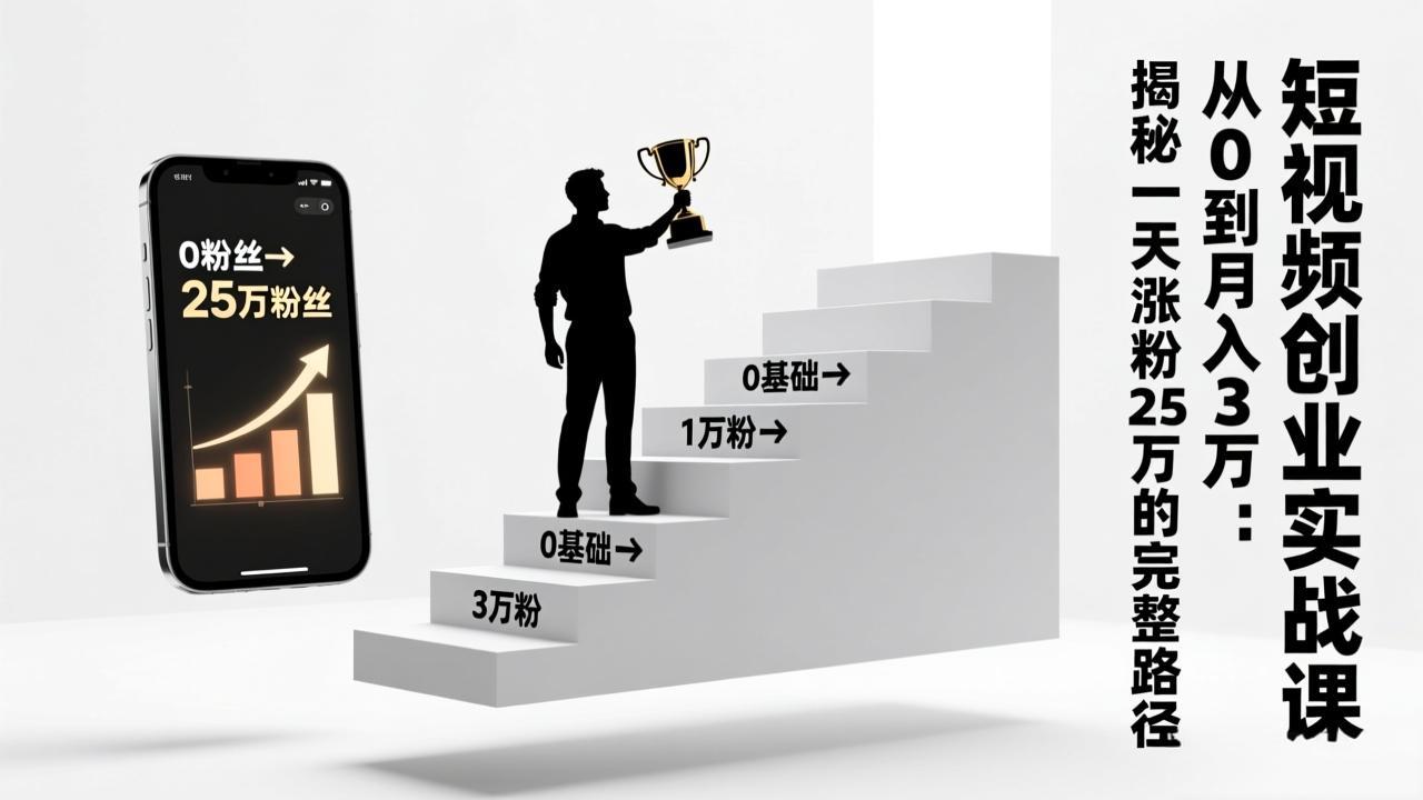 短视频创业实战课:从0到月入3万:揭秘一天涨粉25万的完整路径-界海网创