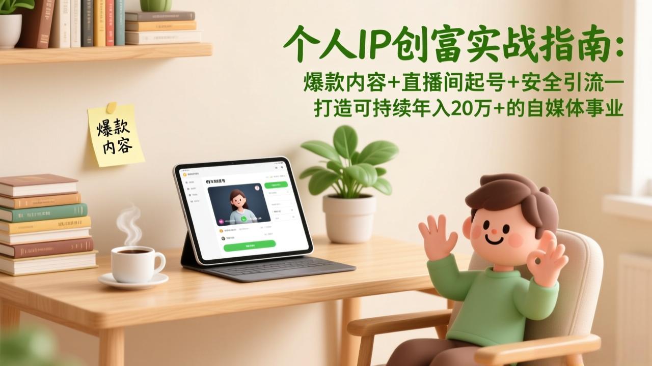个人IP创富实战指南:爆款内容+直播间起号+安全引流,打造可持续年入20万+的自媒体事业-界海网创