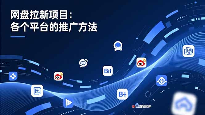 网盘拉新项目:各个平台的推广方法,公众号、截留玩法,微博,B站,百度智能体-界海网创