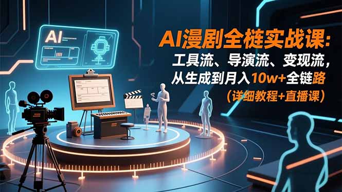 AI漫剧全栈实战课:工具流、导演流、变现流,从生成到月入10w+全链路 (详细教程+直播课-界海网创