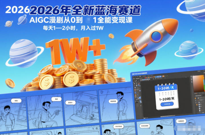 2026年全新蓝海赛道AIGC漫剧从0到1全能变现课,每天1—2小时,月入过1W-界海网创