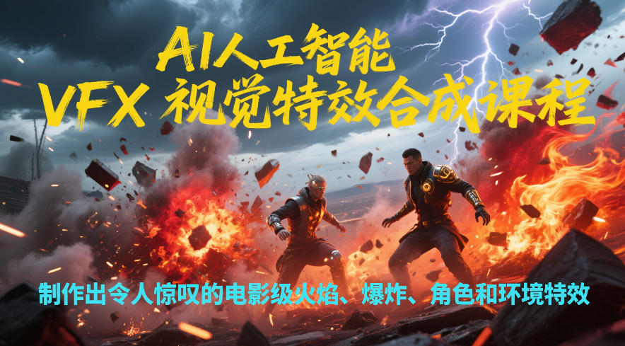 AI人工智能VFX视觉特效合成课程，制作出令人惊叹的电影级火焰、爆炸、角色和环境特效-界海网创