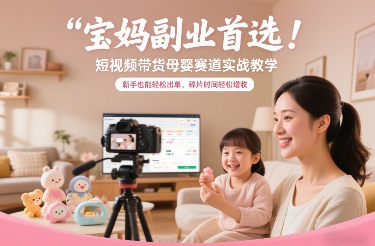 宝妈副业首选!短视频带货母婴赛道实战教学,新手也能轻松出单,碎片时间轻松增收-界海网创