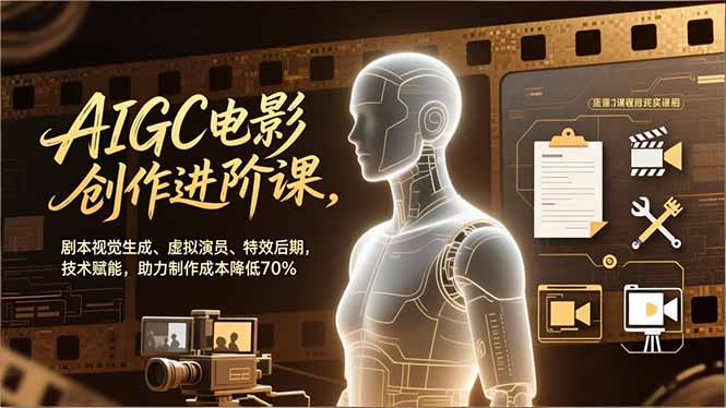 AIGC电影创作进阶课,剧本视觉生成、虚拟演员、特效后期,技术赋能,助力制作成本降低70%-界海网创