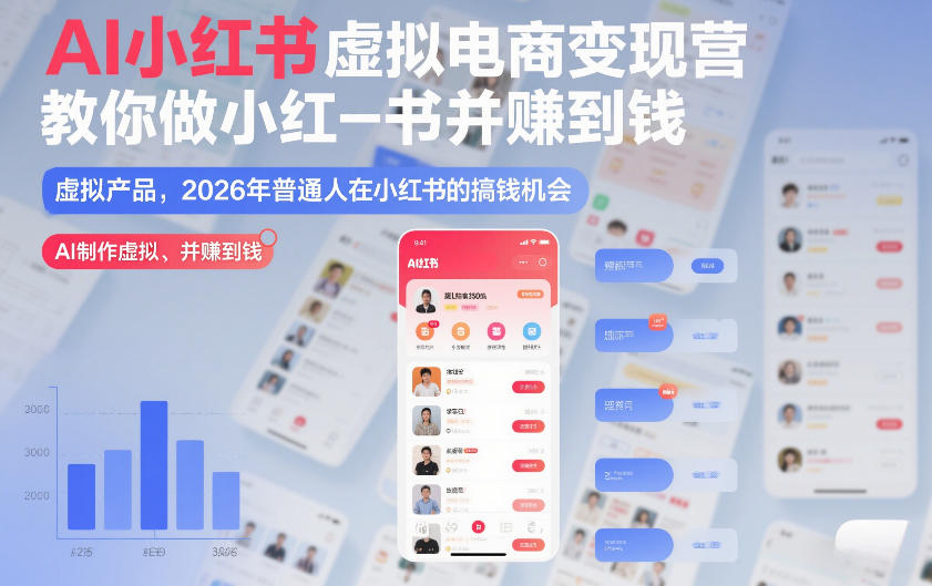 AI小红书虚拟电商变现营,教你做小红书并賺到钱,虚拟产品,2026年普通人在小红书的搞钱机会(更新中)-界海网创