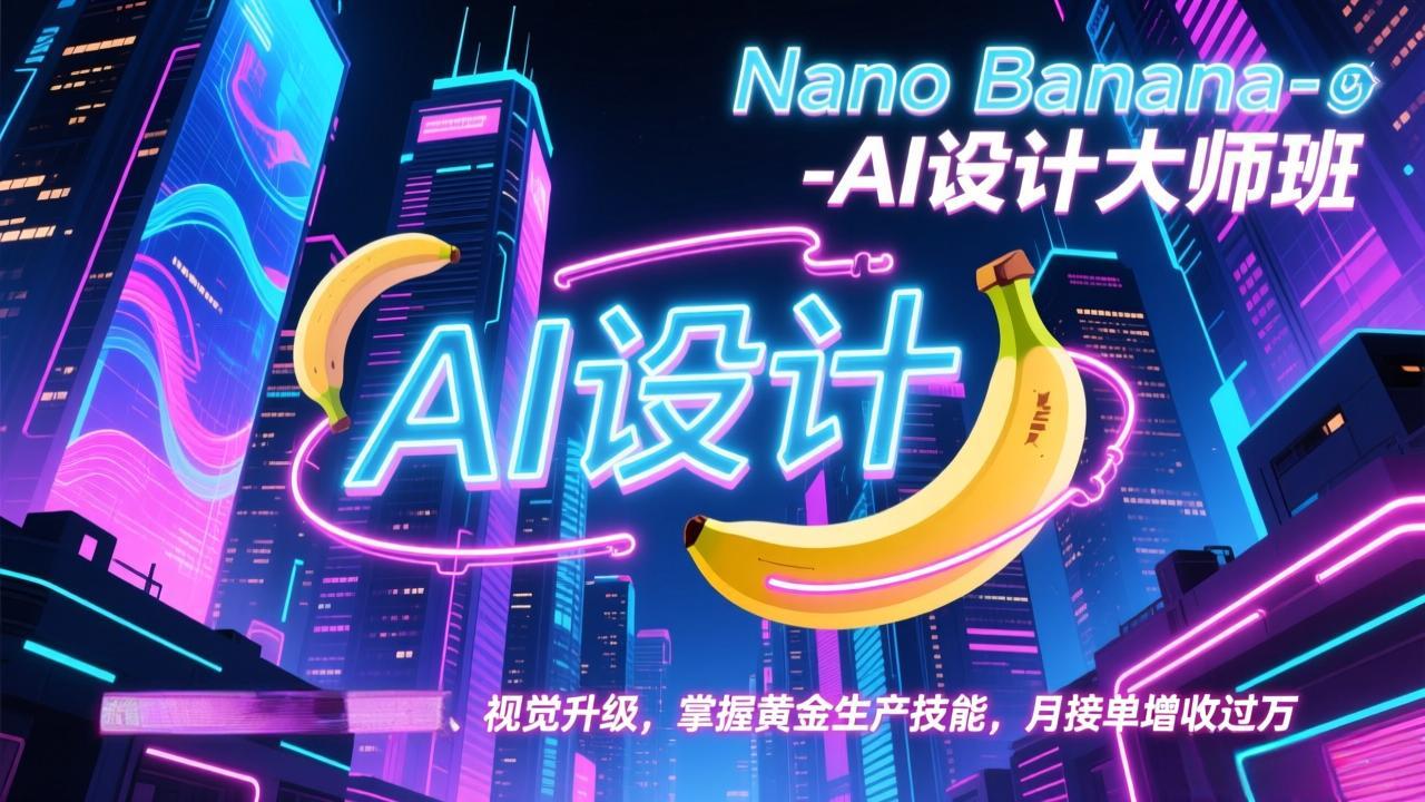 Nano Banana-AI设计大师班,修图合成、广告创作、视觉升级,掌握黄金生产技能,月接单增收过万-界海网创