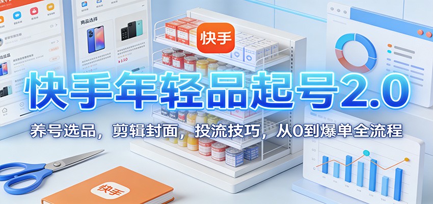 快手年轻品起号2.0:养号选品,剪辑封面,投流技巧,从0到爆单全流程-界海网创
