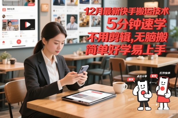 12月最新快手搬运技术,5分钟速学,不用剪辑无脑搬,简单好学易上手-界海网创