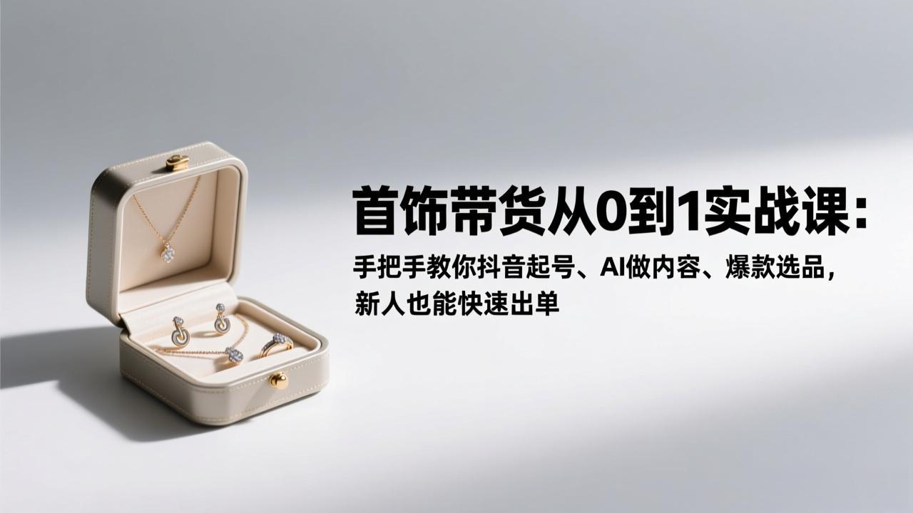 首饰带货从0到1实战课:手把手教你抖音起号、AI做内容、爆款选品,新人也能快速出单-界海网创
