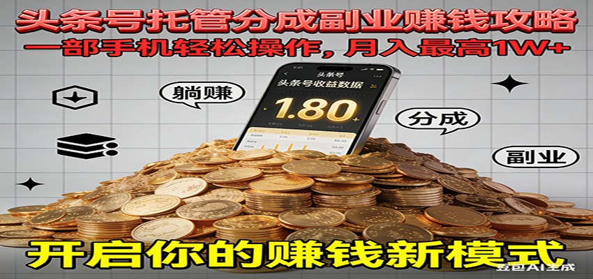 全程托管今日头条,一部手机就可以开干,最高躺赚1W+-界海网创