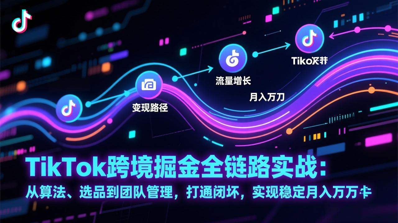 TikTok跨境掘金全链路实战:从算法、选品到团队管理,打通闭环,实现稳定月入万刀-界海网创