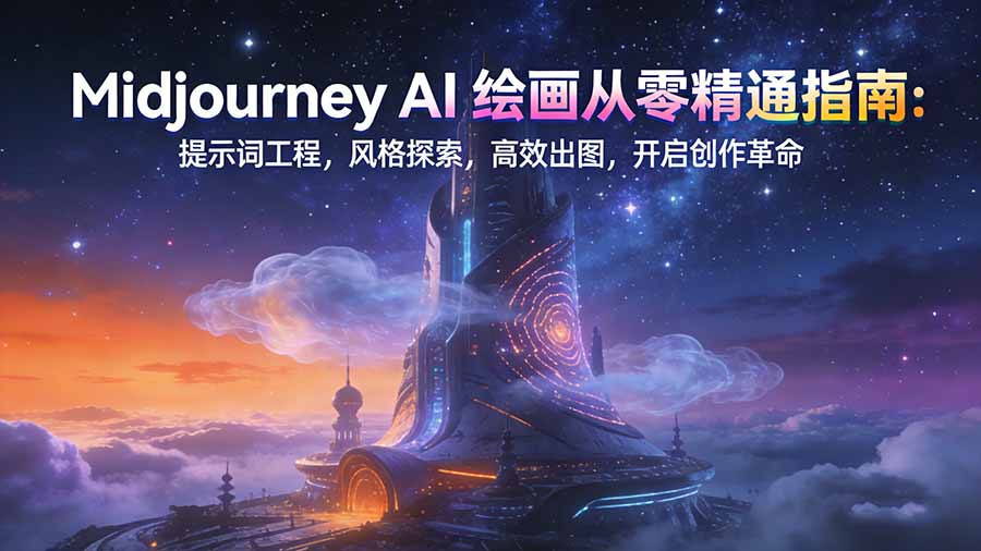 Midjourney AI绘画从零精通指南:提示词工程,风格探索,高效出图,开启创作革命-界海网创