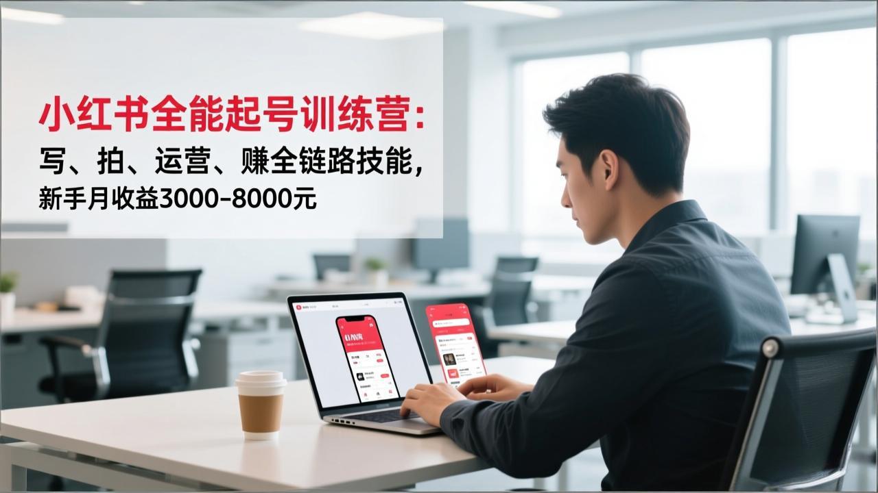 小红书全能起号训练营:写、拍、运营、赚全链路技能,新手月收益3000-8000元-界海网创