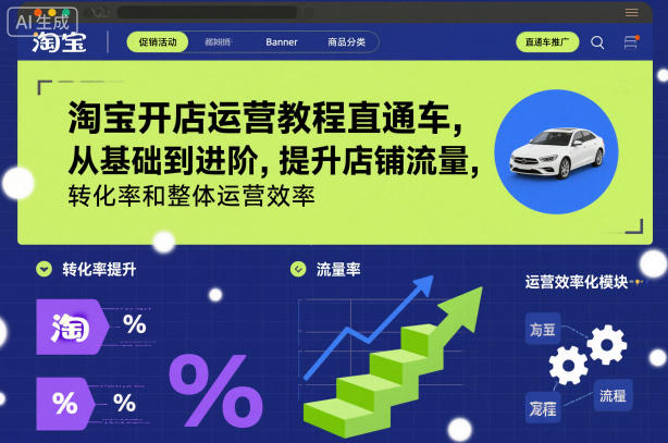 淘宝开店运营教程直通车,从基础到进阶,提升店铺流量,转化率和整体运营效率(更新26年1月)-界海网创