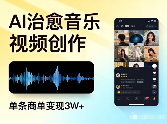 AI做治愈音乐视频，多平台投稿，单条商单变现3W+-界海网创