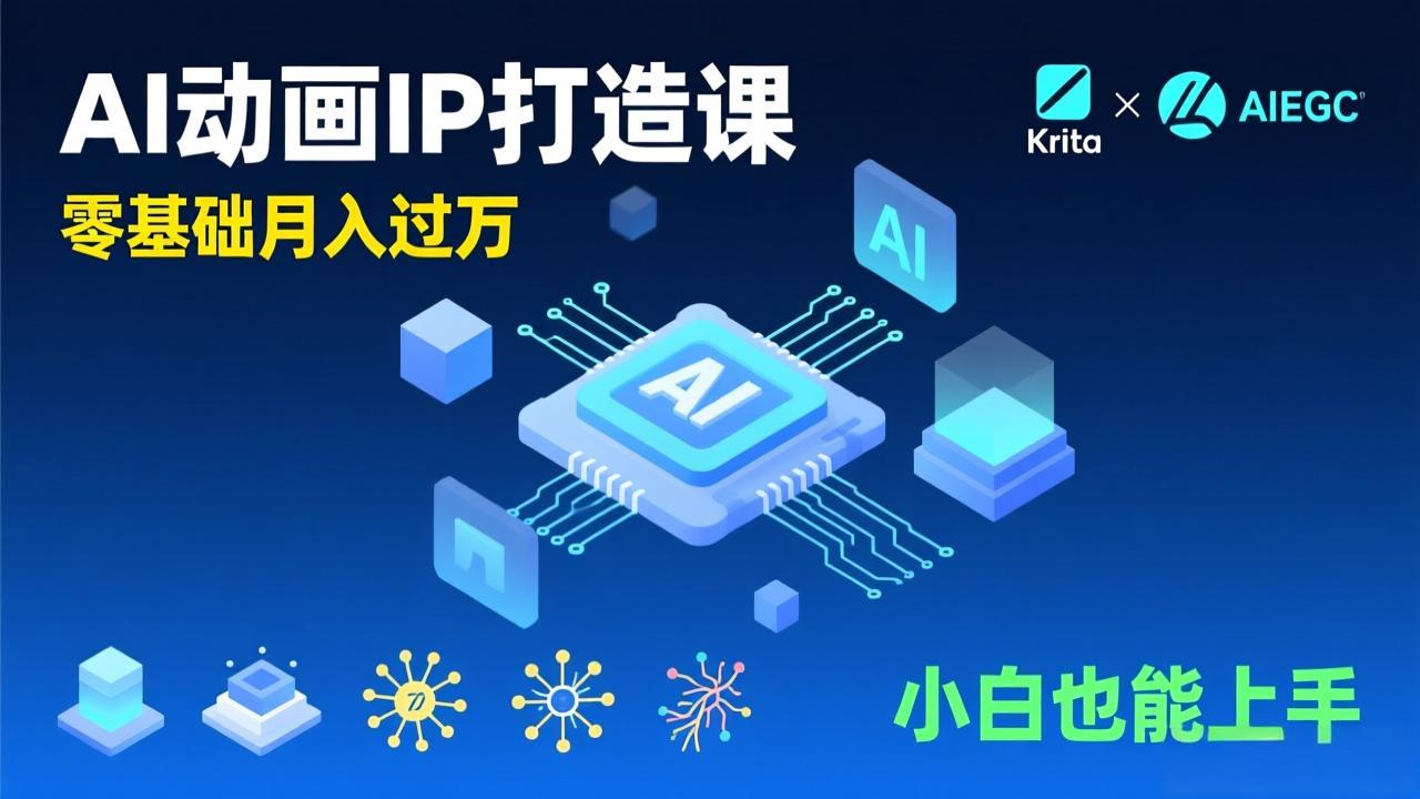 AI动画新手变现课,Krita+AIGC、模型训练、商单资源,零基础月入过万,小白也能上手-界海网创